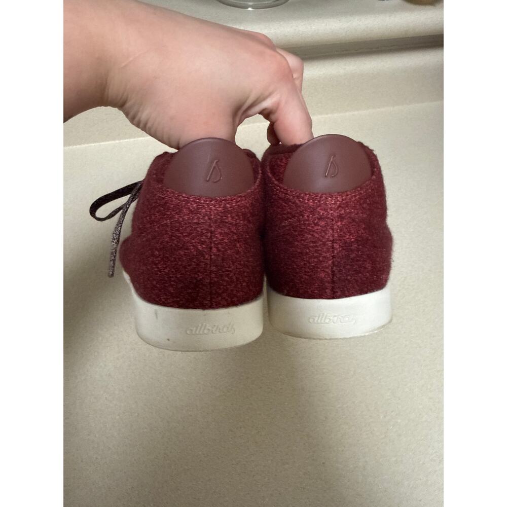 AllBirds Mens Wool Piper Mid Top Merino Wool Lace Up Sneakers Burgundy Size 9 - Picture 4 of 10